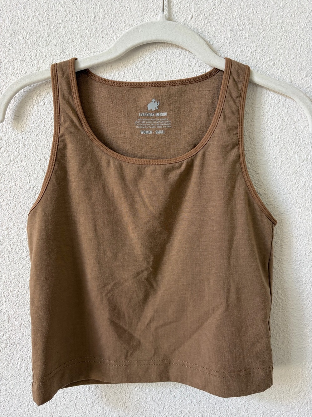 Woolly Flex Tank Top Tannin Size Small Merino Wool Neutral Sporty Hike Outdoors